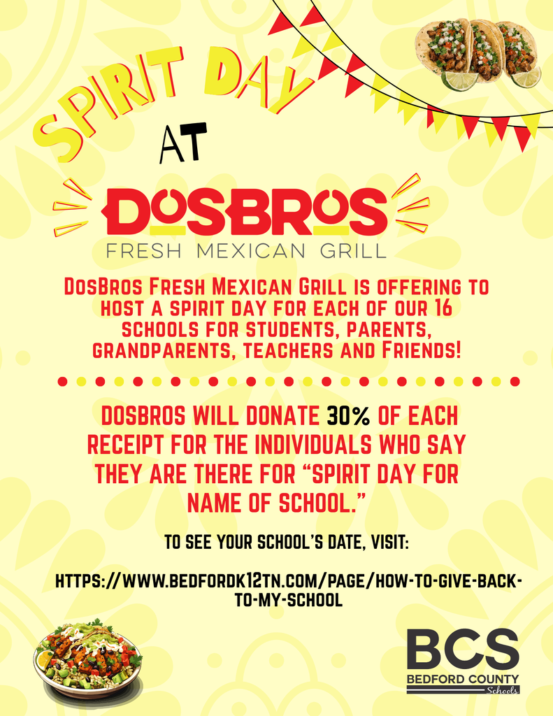 Yellow and red graphic for DosBros Spirit Day that gives details on what it is.