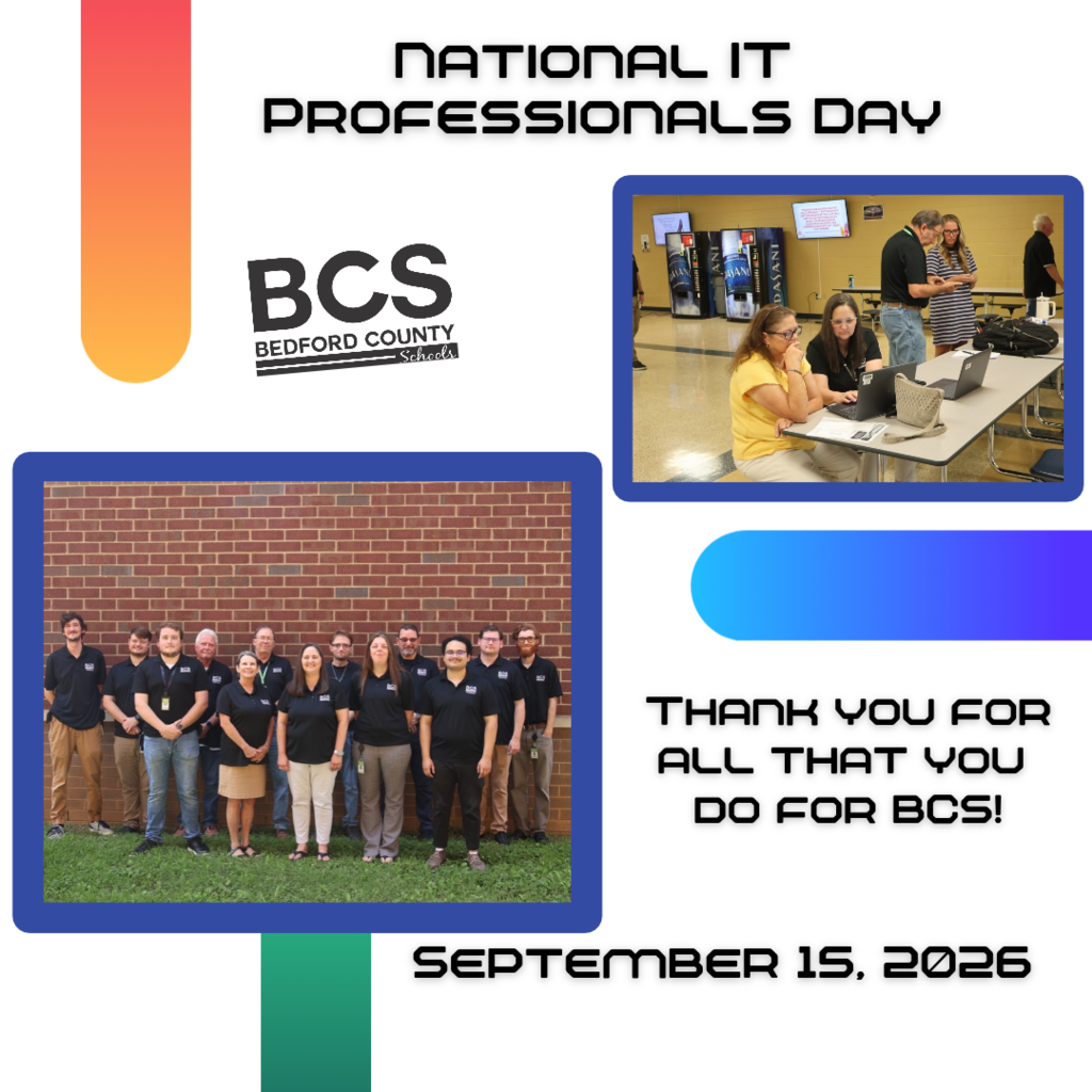 This is a white in color National IT Professionals Appreciation Day graphic that has a few pictures on it with technology staff.