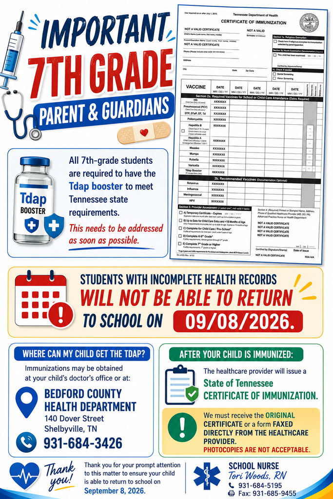 Important Notice for all parents of 7th Grade students at HMS