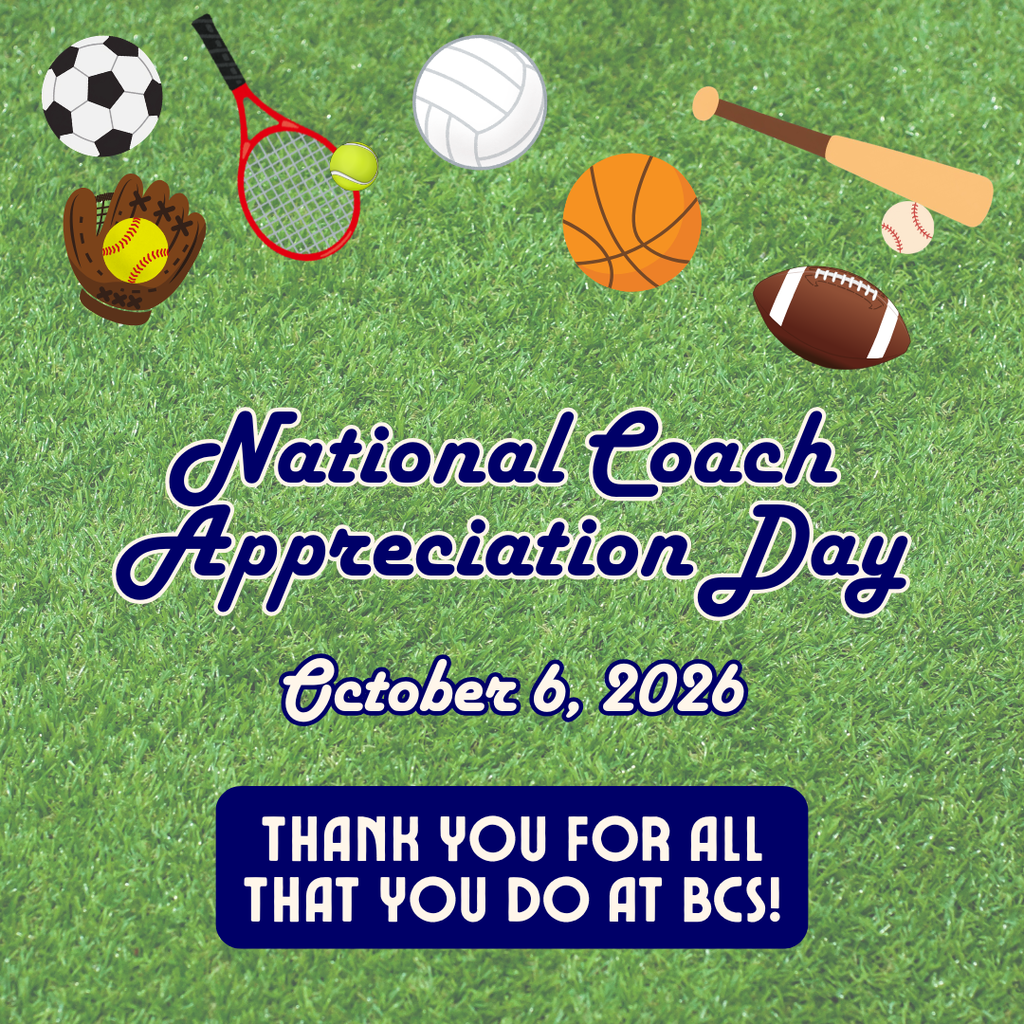 This is a green :National Coach Appreciation Day" graphic that has different types of sports images on the graphic. 