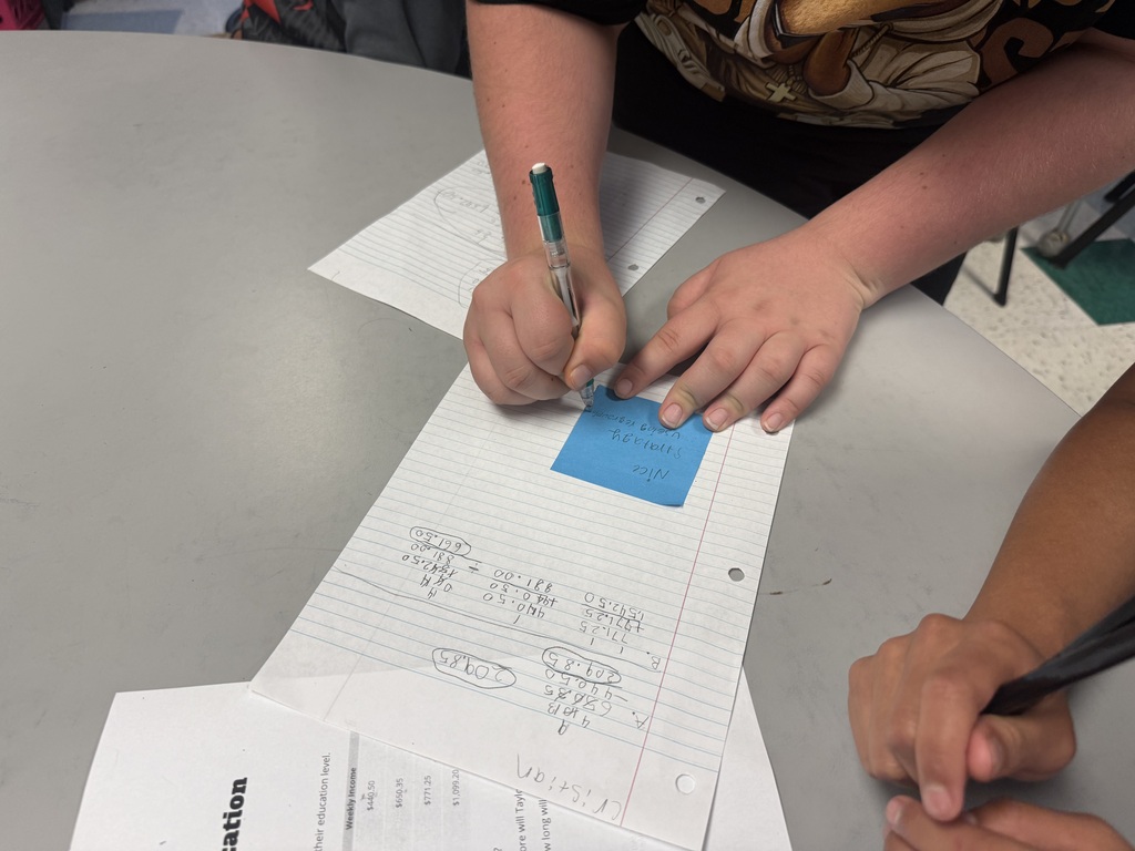 This is a picture of a student working on a math problem on a piece of paper.