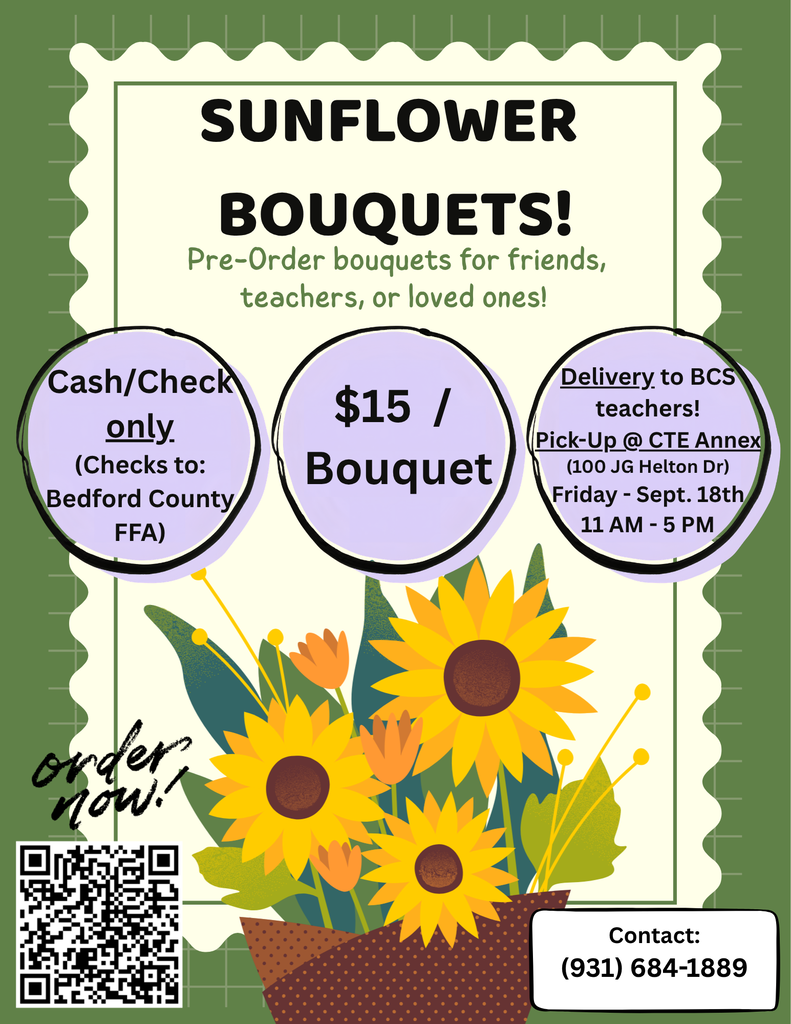 SCHS Sunflower Bouquet Graphic with information on how to purchase the bouquets.