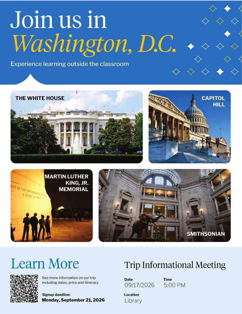 Washington D.C. Trip Interest Meeting on Thursday, September 17 in the HMS Library