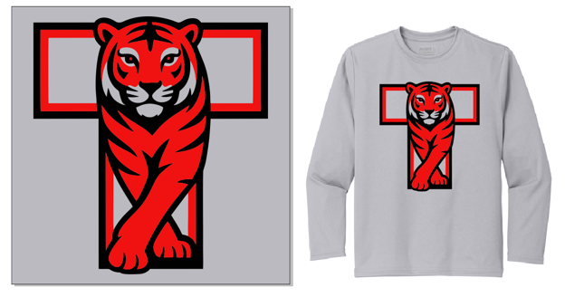 Large T with Tiger image in front