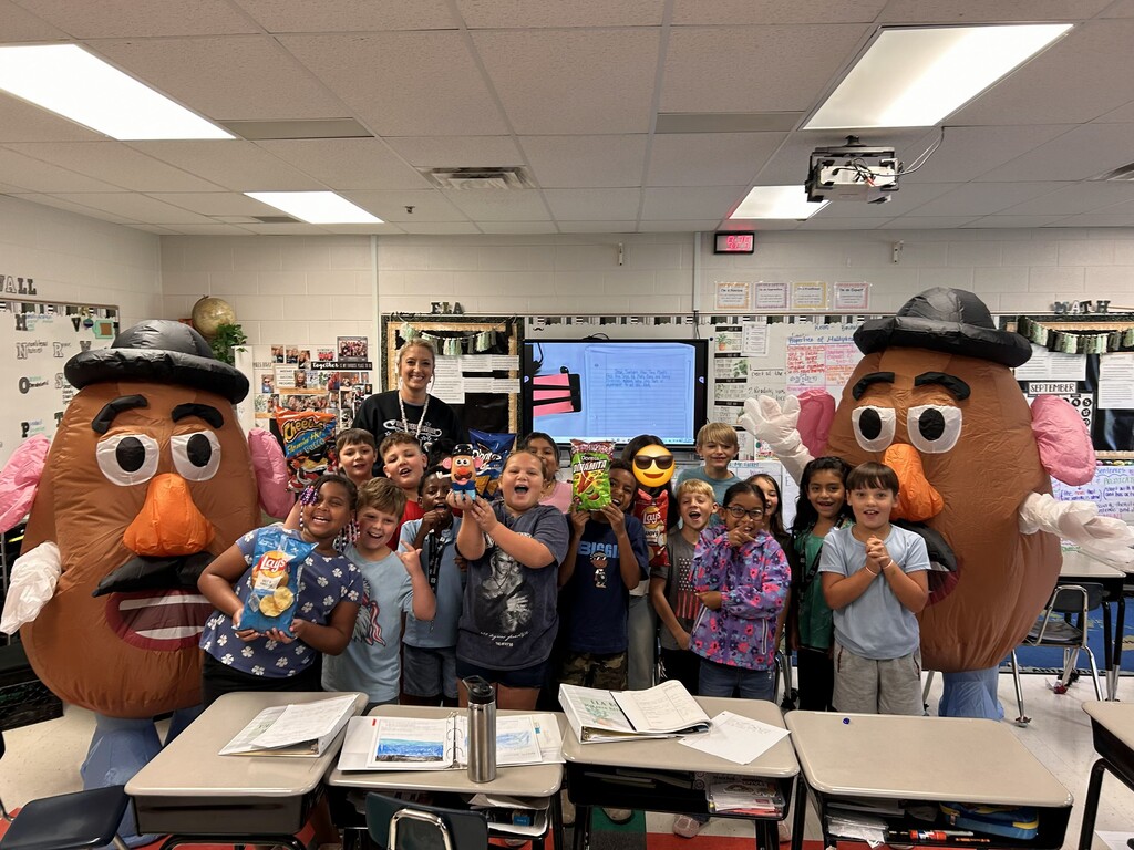 3rd grade class with mr potato head