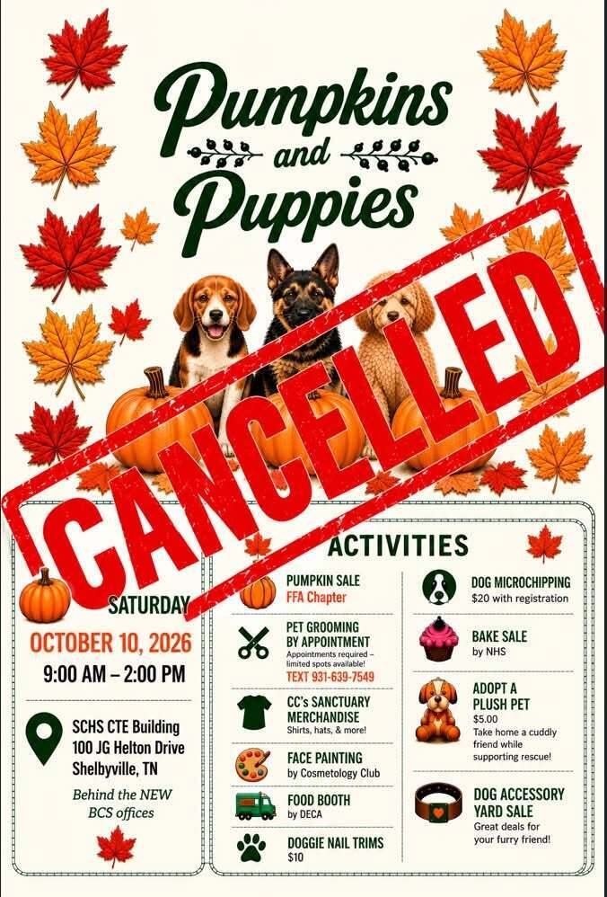 Pumpkins and Puppies Cancelled 