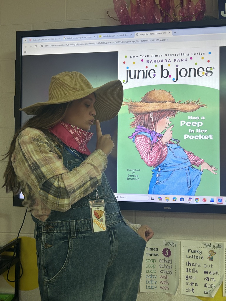 Teacher dressed as Junie B jones