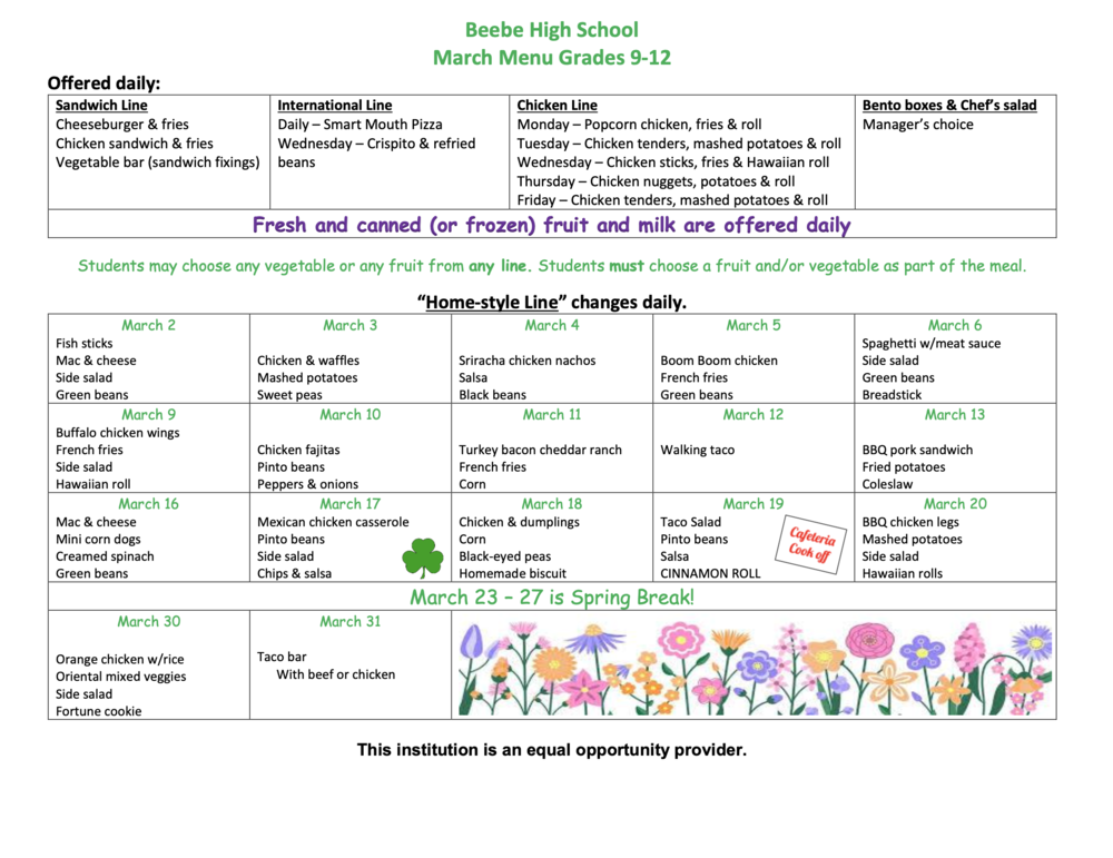 March Menu