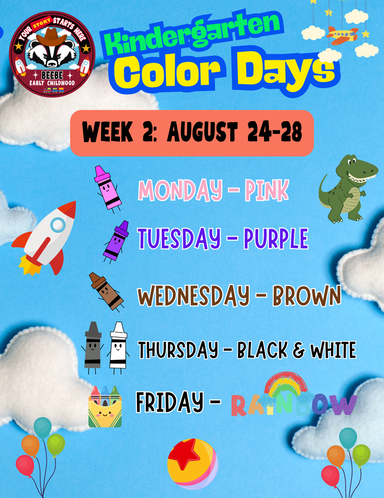 Kindergarten Color Days Week 1