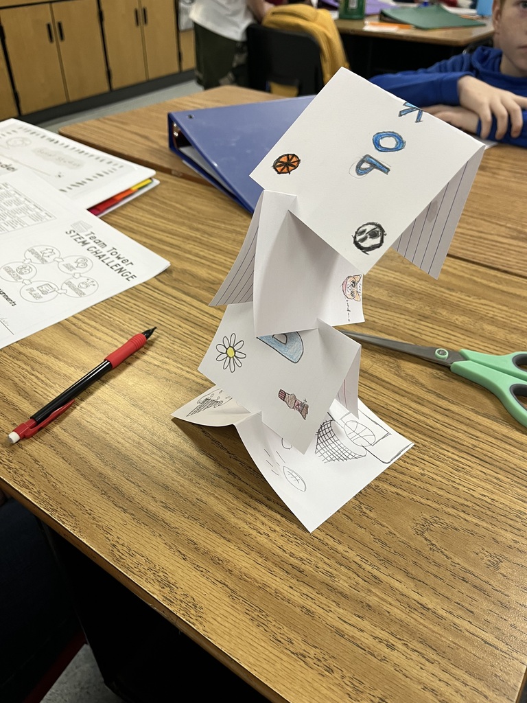 Mrs. Rose’s classes completed a STEM activity today called the Team Tower STEM Challenge! Each group created a free standing tower using 4 index cards, 12 inches of tape, and scissors! 