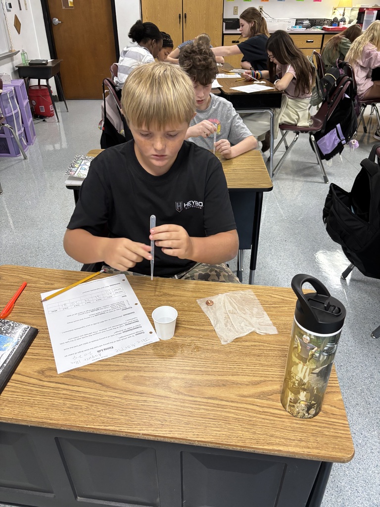 Mrs. Allgood's class did a Penny Lab to determine which side of the penny would hold more water.