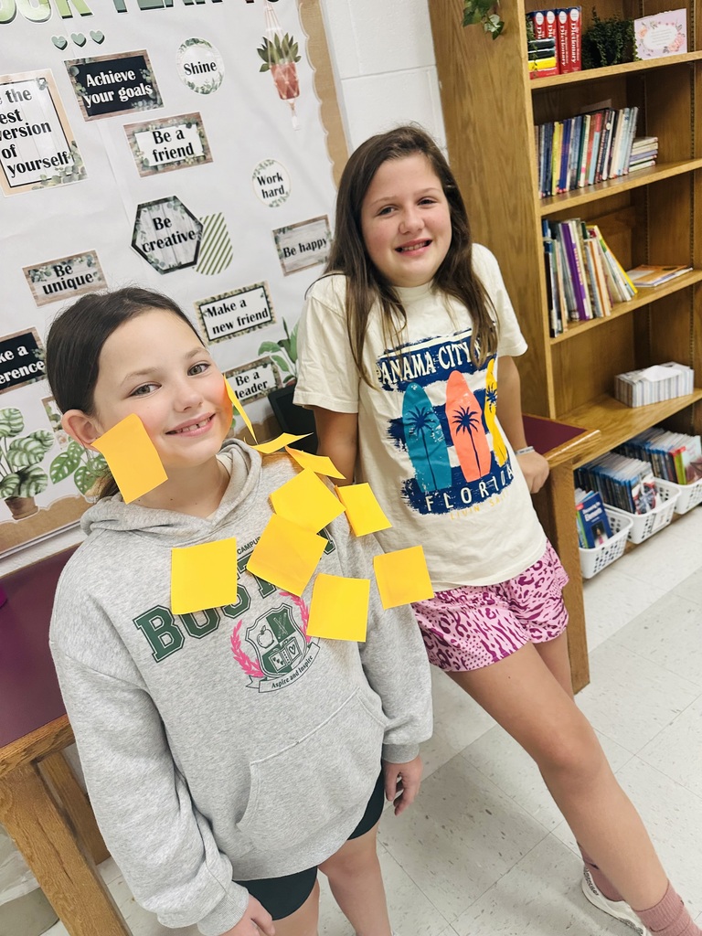 Mrs. Ballinger's class had a good time doing a sticky note ice breaker!