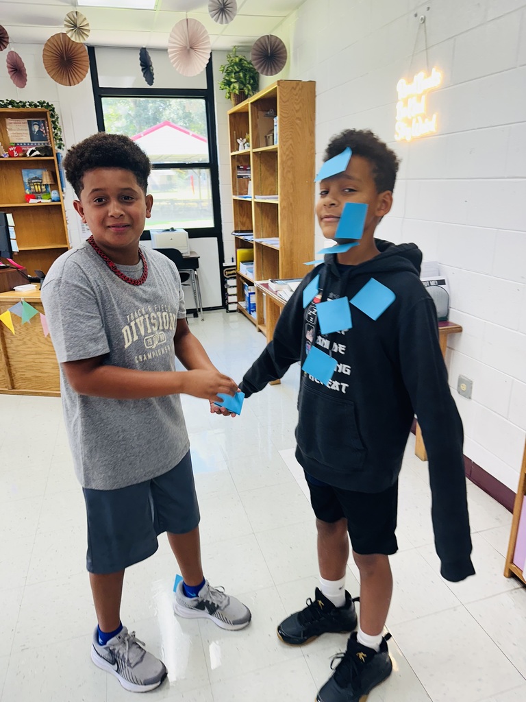 Mrs. Ballinger's class had a good time doing a sticky note ice breaker!