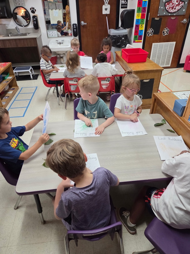 students working on leaf project
