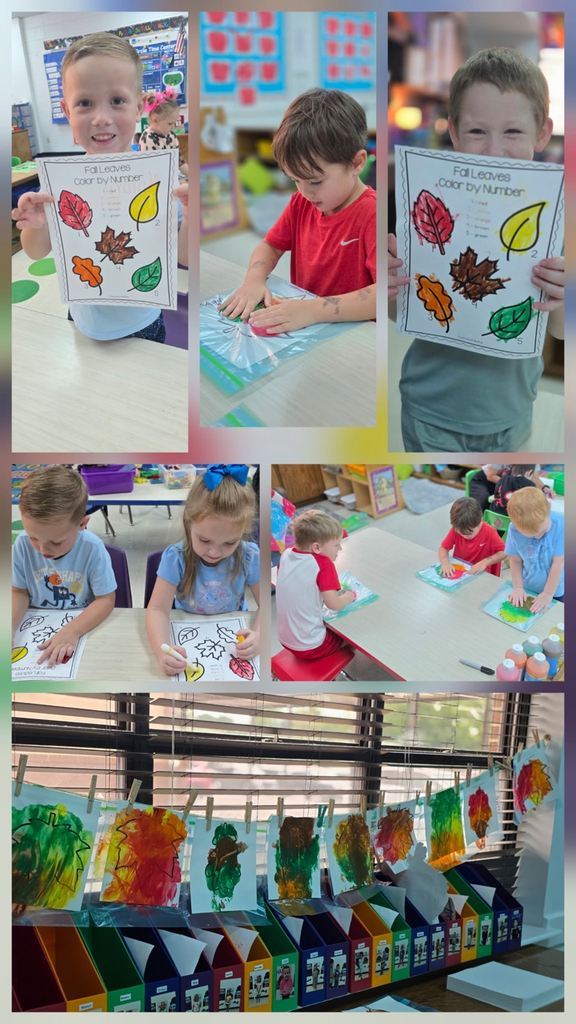 students working on fall artwork  