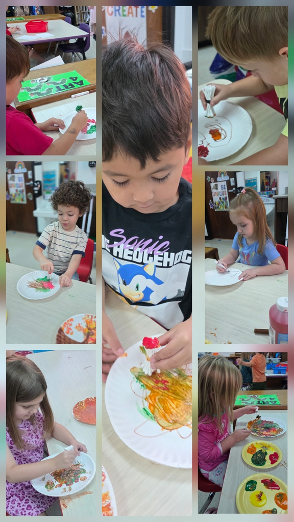 students working on fall artwork. 