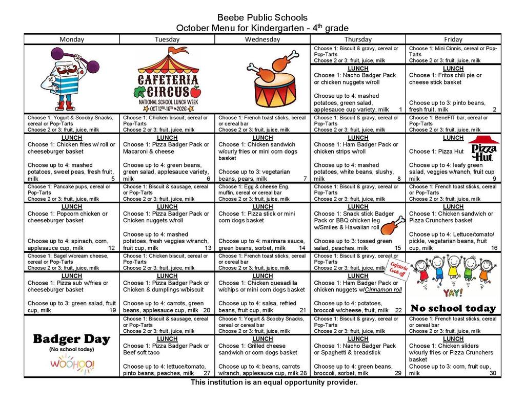 🍩October Menu 🍔