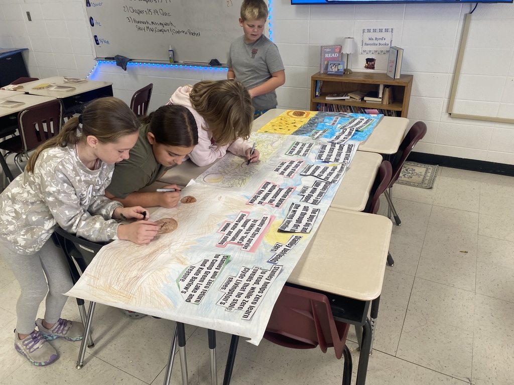Ms.Byrd's advisory "book club" finished their unit on Holes by Louis Sachar this week. They reviewed what they read by working together to create a timeline of the book from start to finish! They will begin their next group read Because of Winn-Dixie by Kate DiCamillo next week!