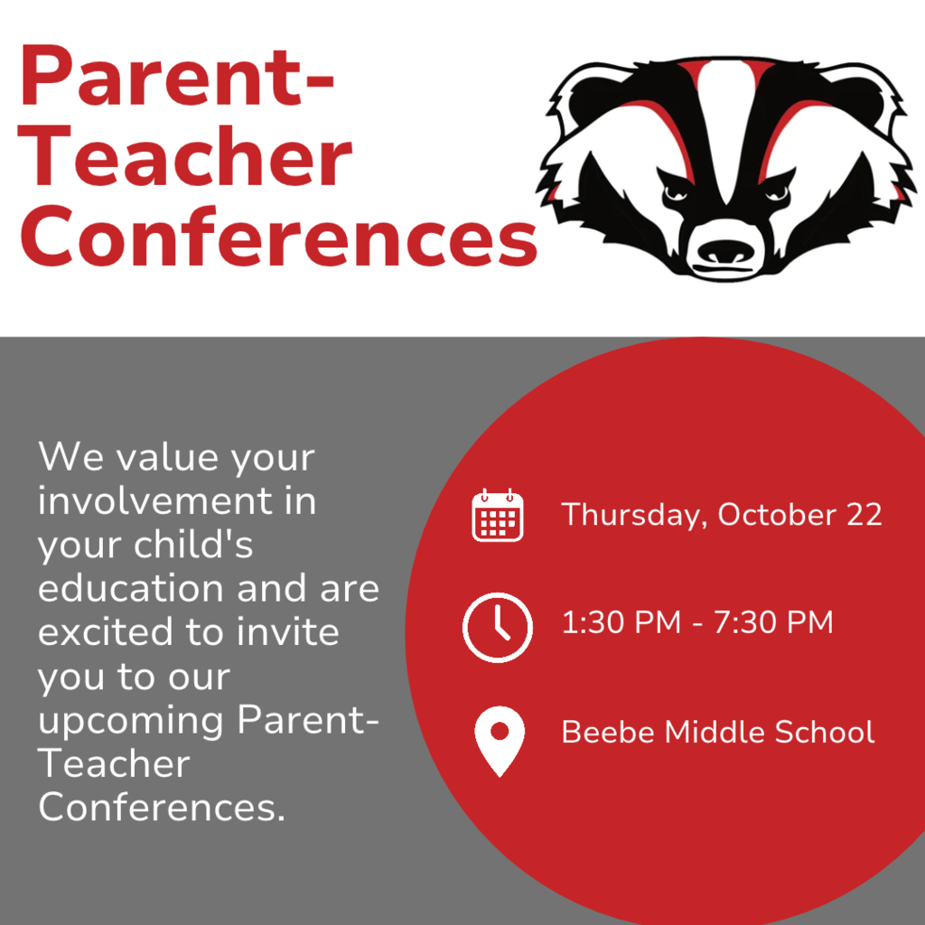 Parent Teacher Conferences will be held this Thursday from 1:30 PM to 7:30 PM.    We will be dismissing our students at 12:05 that day.   We look forward to seeing you! While you are here at BMS, please check out our Scholastic Book Fair happening in our library.   Also, there is no school on Friday, October 23 and Monday October 26.