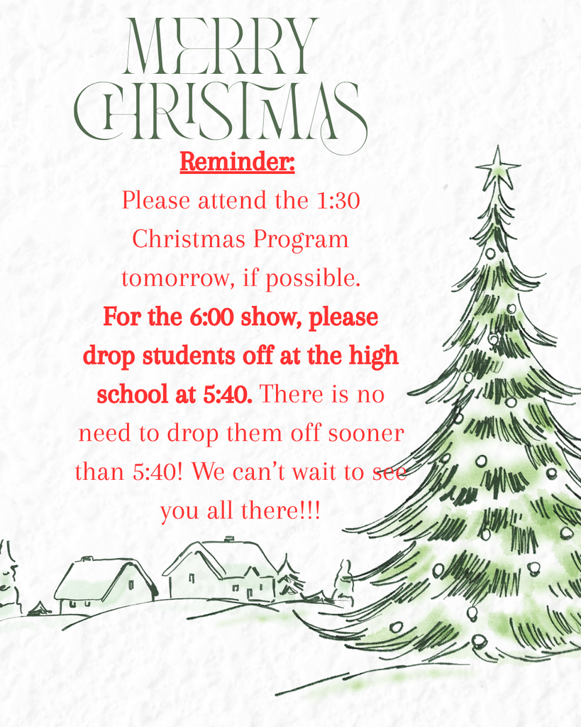 Reminder for the Christmas Program!