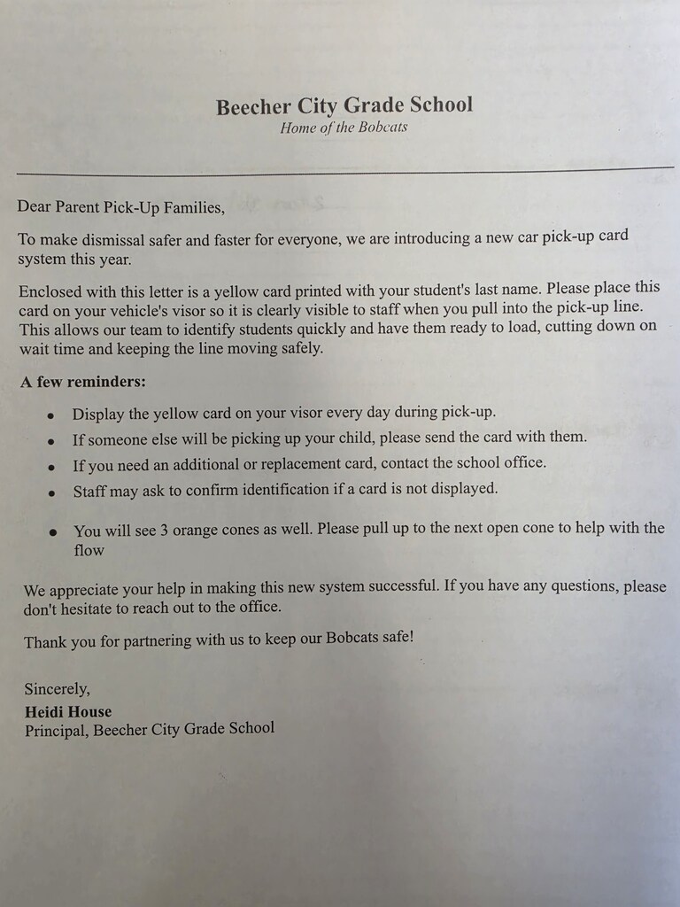 New Parent PickUp Procedure!