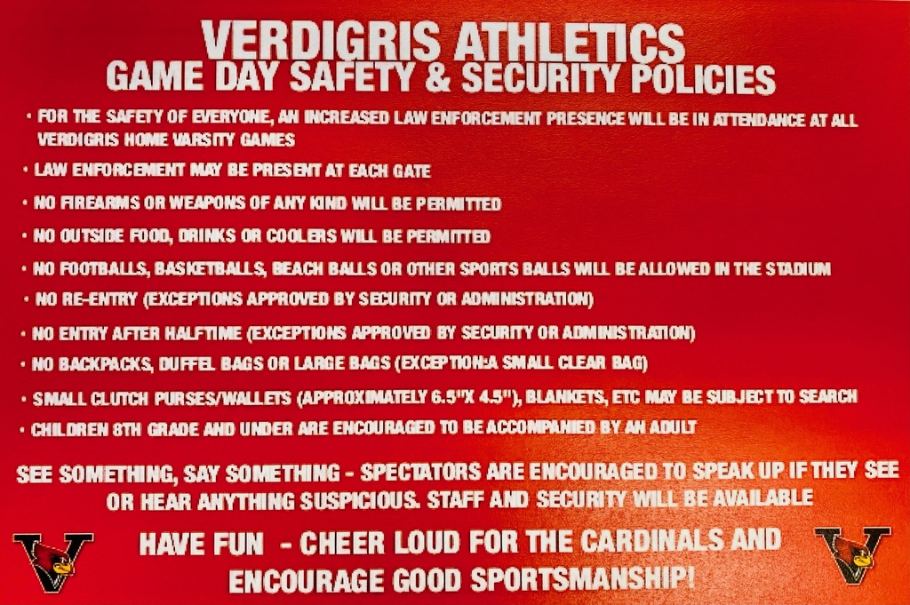 Verdigris Athletic Game Day Safety