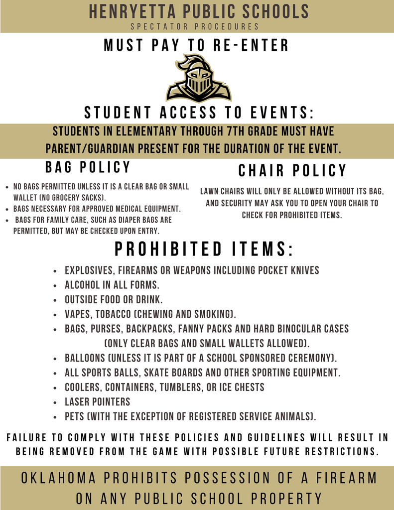 Spectator procedures for Henryetta game 