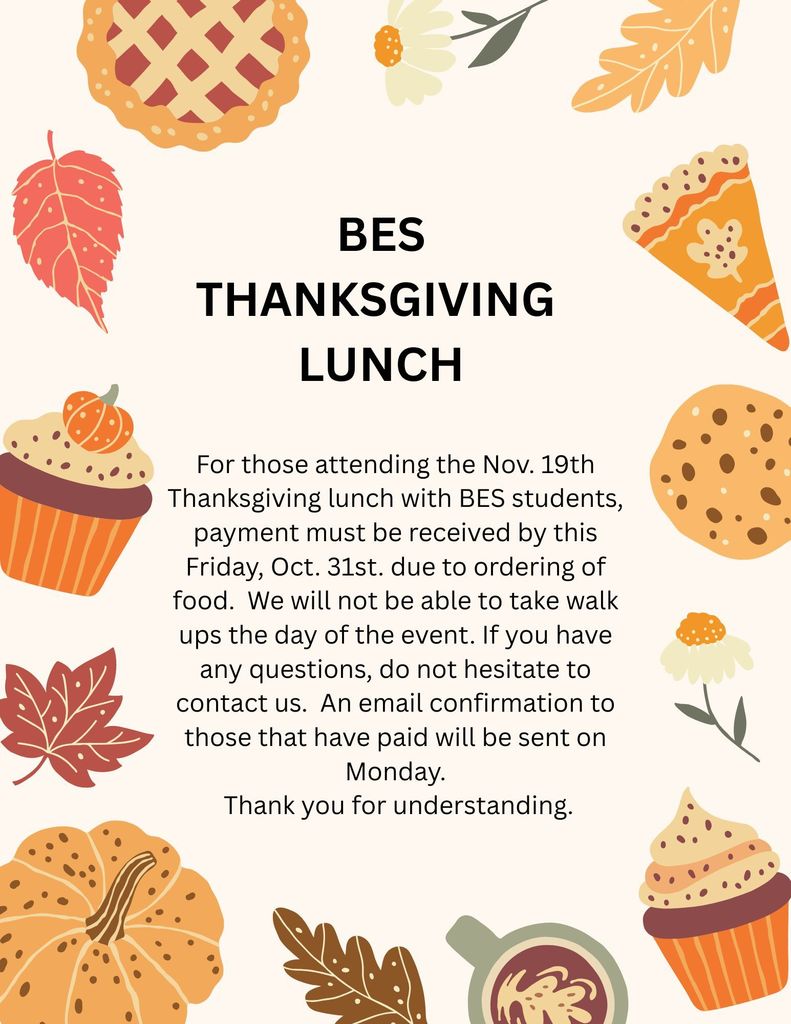 Thanksgiving Lunch Payment due