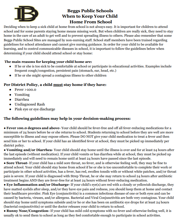 When to keep child home 1