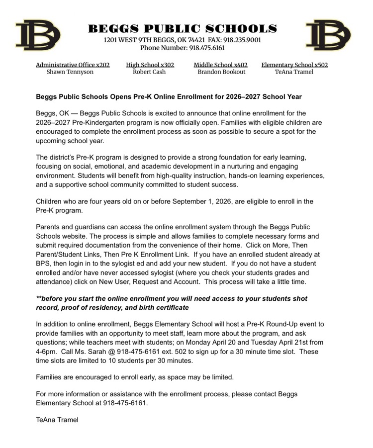 pre-k enrollment procedures