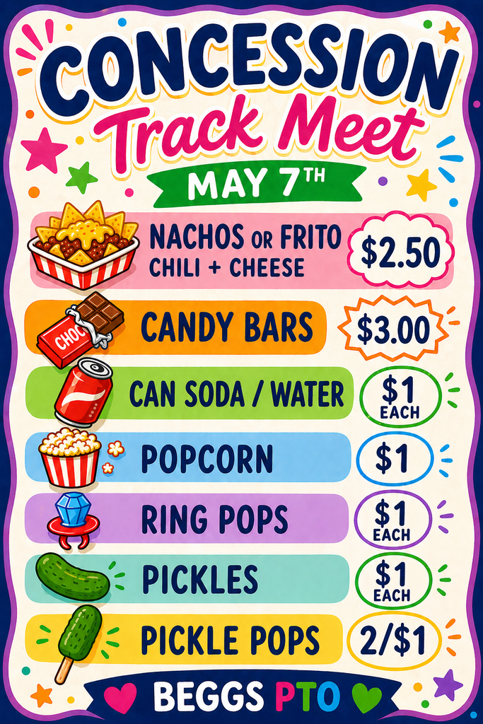 track meet concession prices 