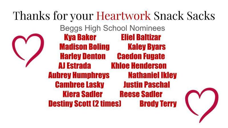 BHS Snack Sack Winners