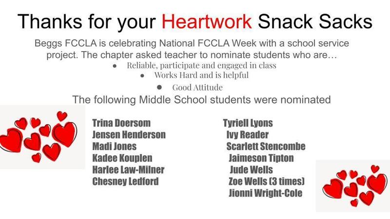 BMS Snack Sack Winners