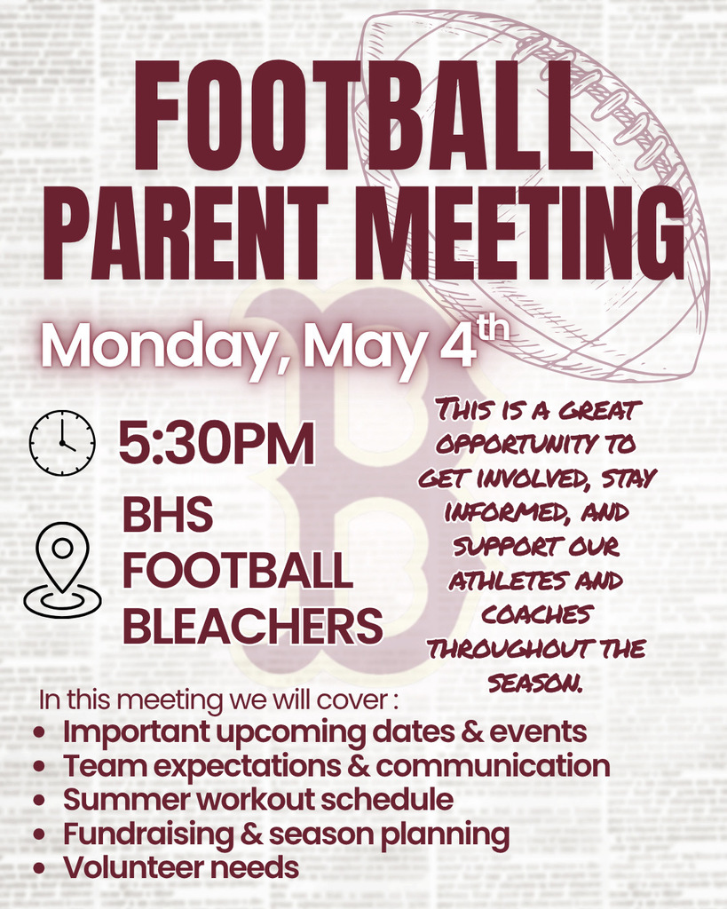 Football Meeting May 4-5:30 PM.