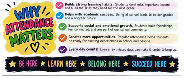 Every day at school is an opportunity to learn something new, practice important skills, build friendships, and be part of our school community. Consistent attendance helps students keep up with instruction and develop habits that support success in school and beyond. Let's work together to POWER UP GSE! 