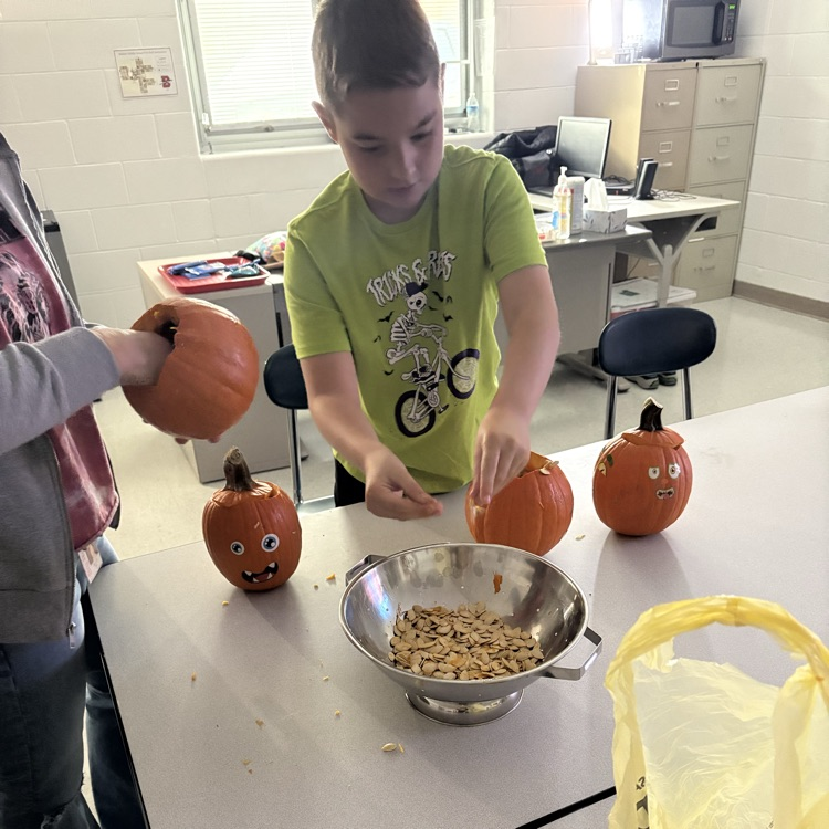 Cleaning out pumpkins