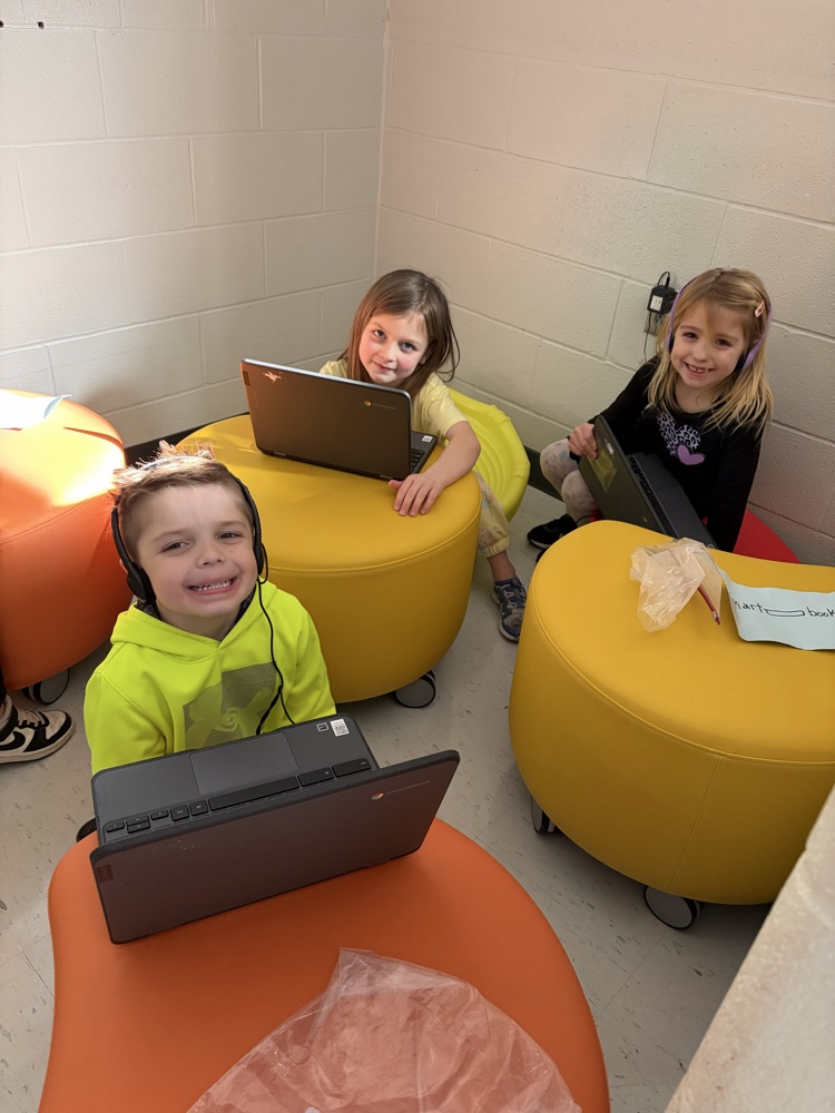 Kindergarten students in Mrs. Walker’s class enjoyed the comfortable seats in the library today during computers! 