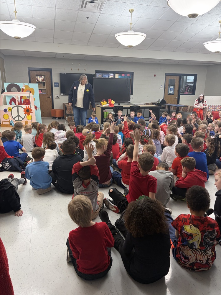 Students listening to Olympian, Amy Gamble  