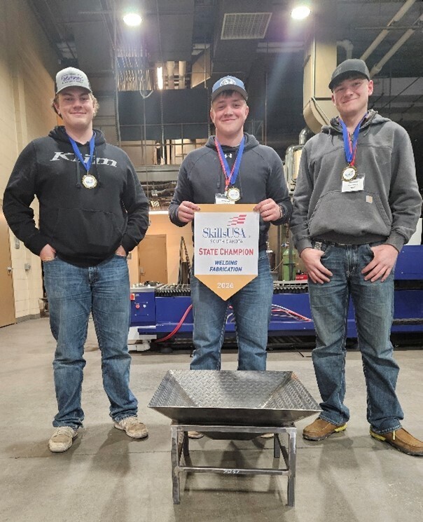 A two-piece fire pit they had built during their competition