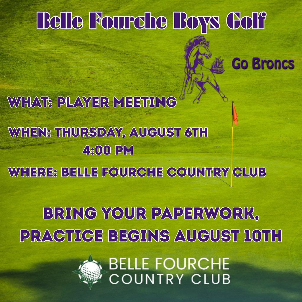 8/6 Boys' Golf Meeting 4:00 pm