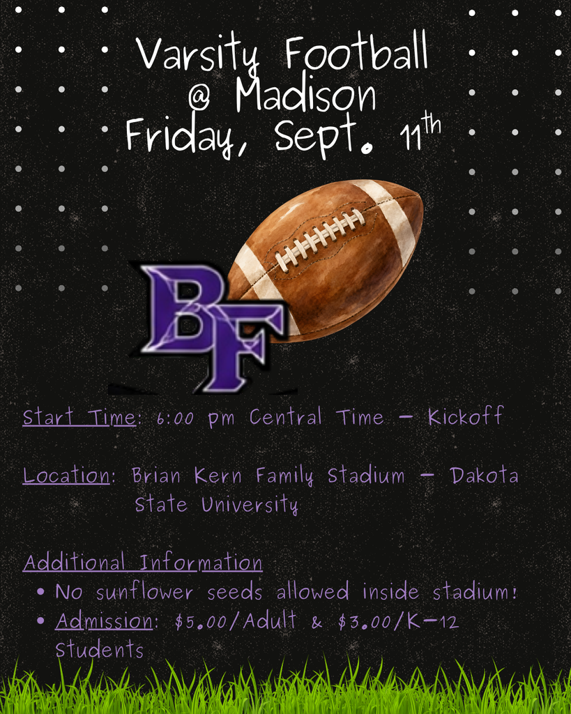 9-11-26 Varsity Football at Madison - 6:00 pm CST