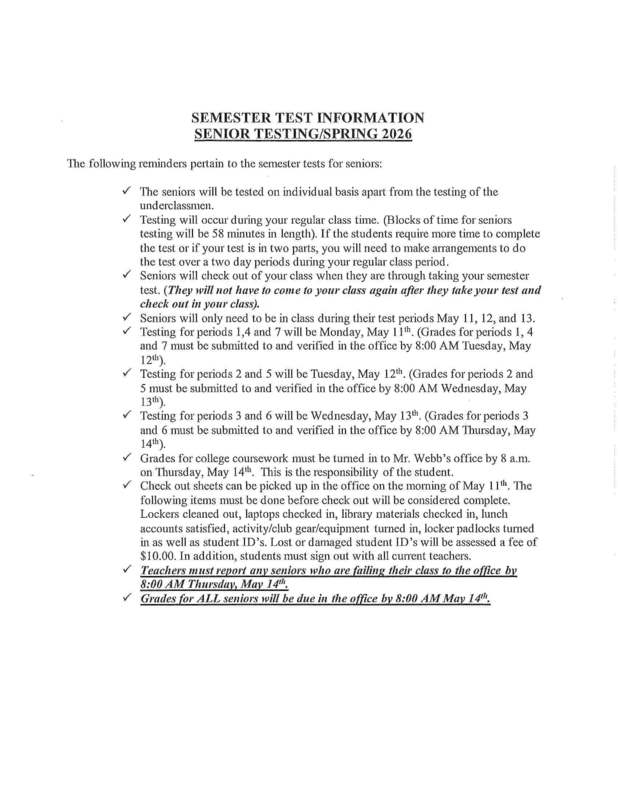 Graduation letter to the Seniors