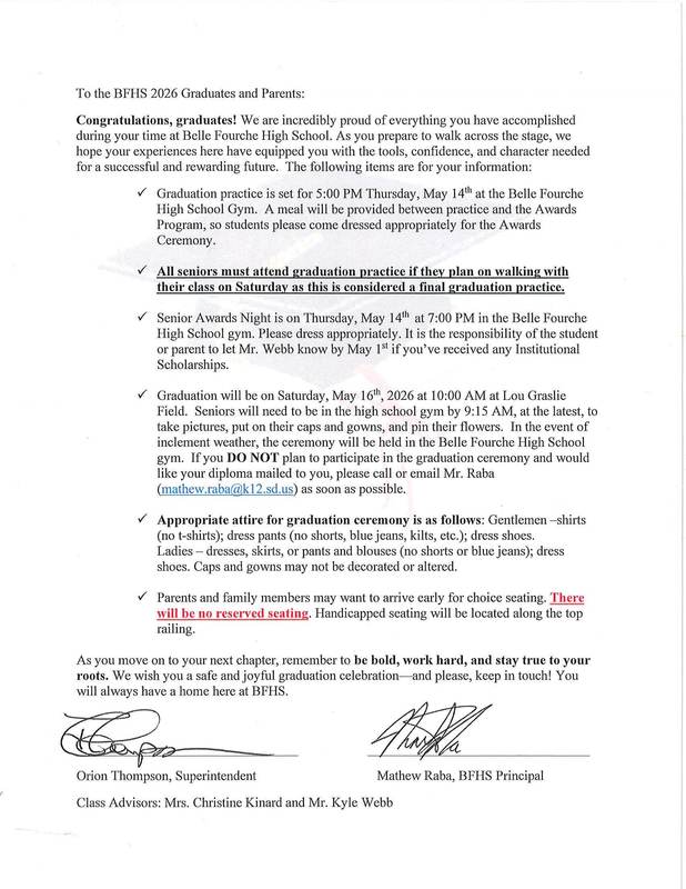Graduation letter to the seniors