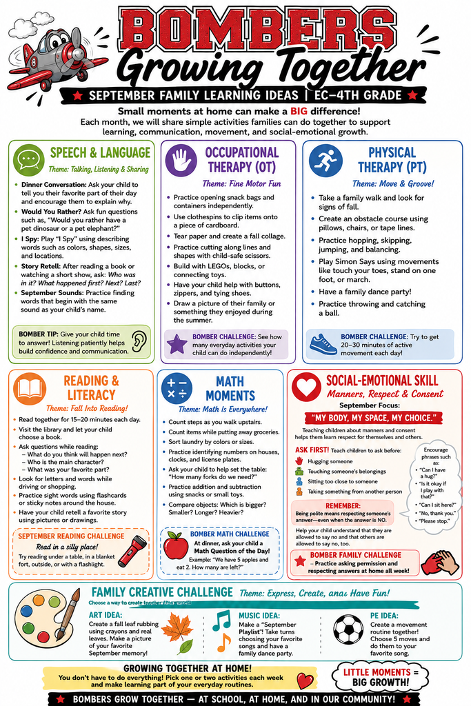 Bombers Growing Together Family Learning Ideas
