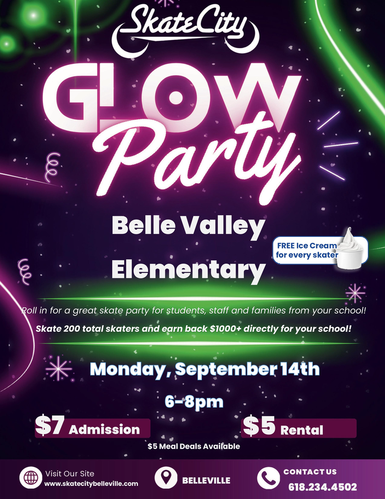 Belle Valley Glow Skate Party September 14th from 6-8pm