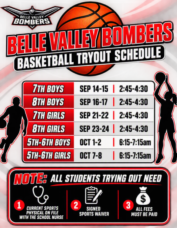 26-27 BV Basketball Tryout Schedule
