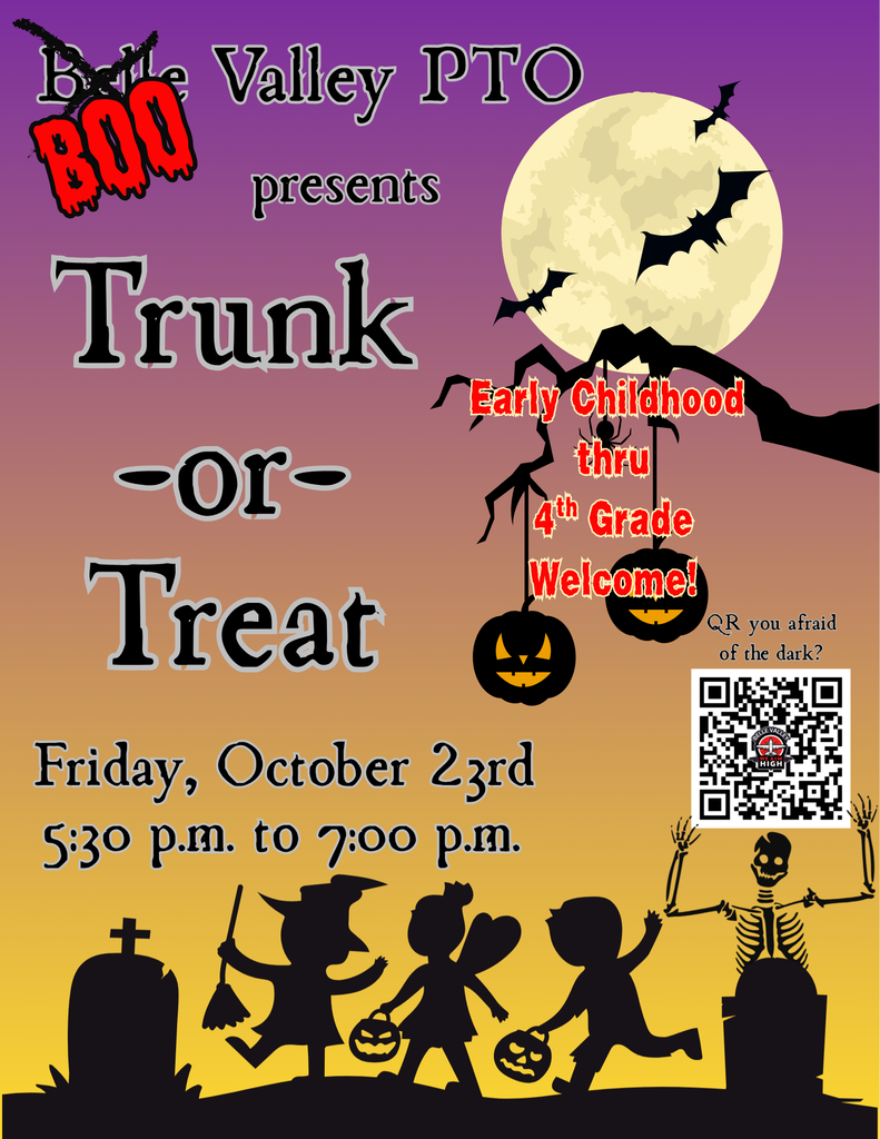 K-4th Trunk-or-Treat October 2nd from 5:30-7:00