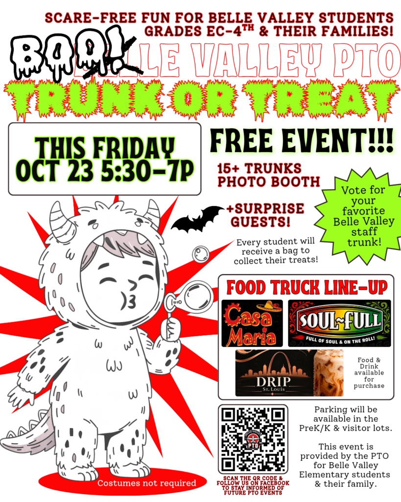 Boo Valley Trunk or Treat is October 23 from 5:30pm-7:00pm