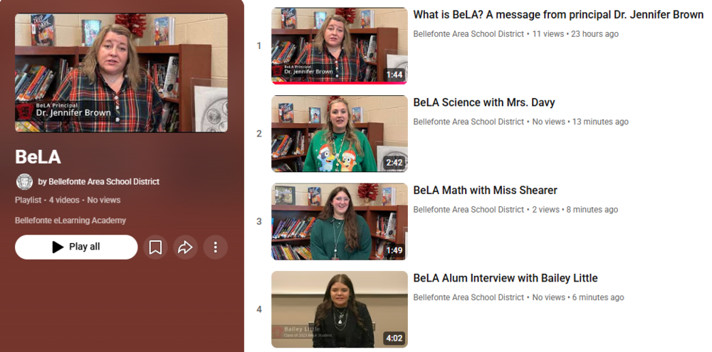 BeLA YouTube Channel