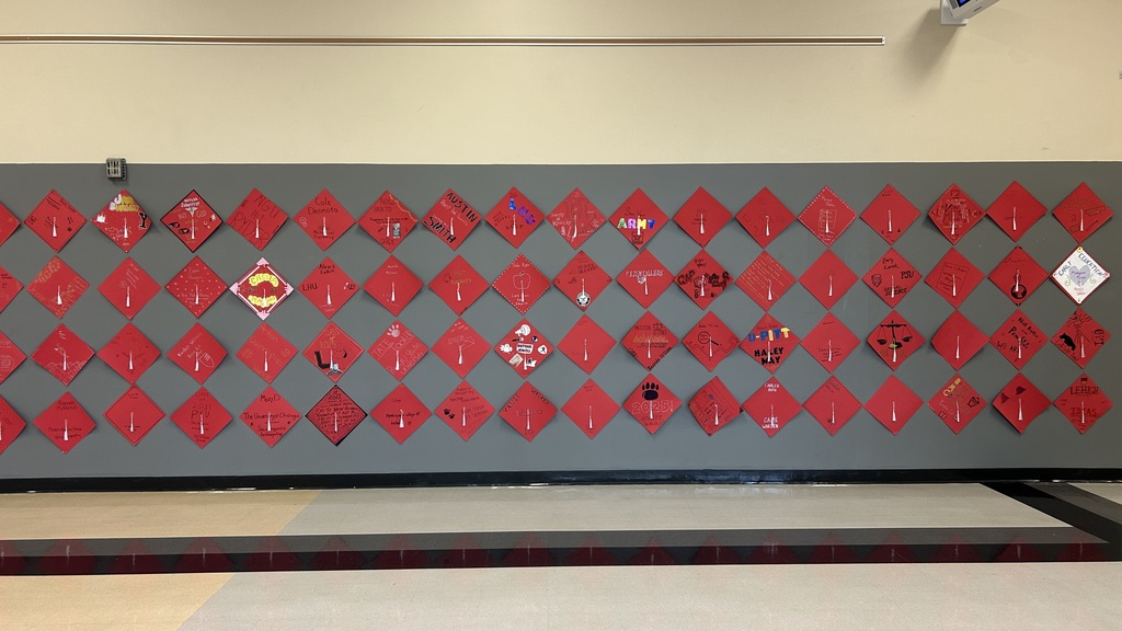 Wall of red caps. 3
